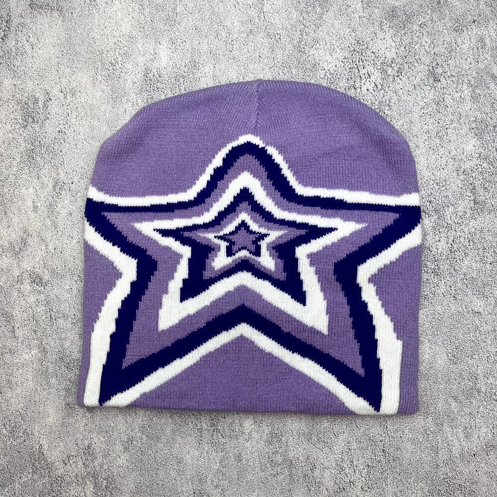 Y2k 2000s purple star grunge beanie